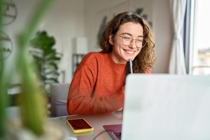 online student at computer 