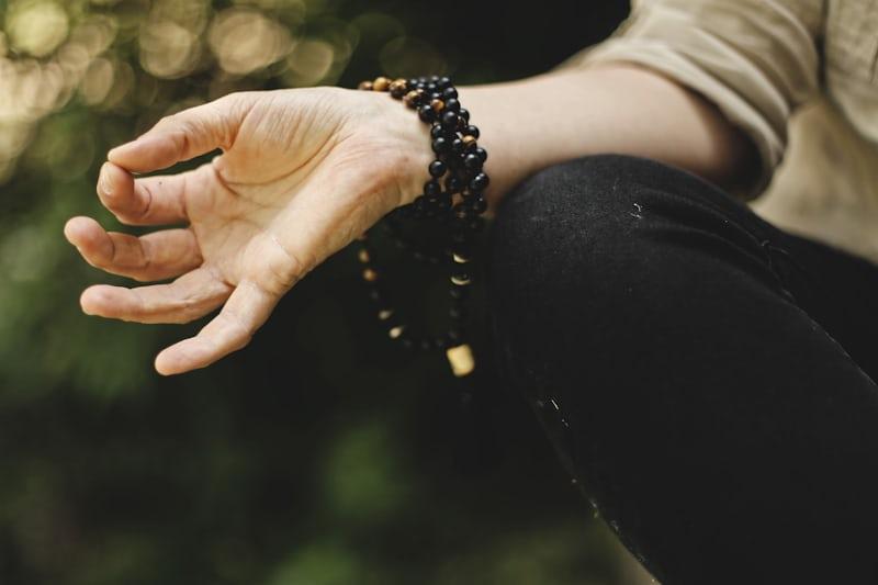 person practicing stress reduction